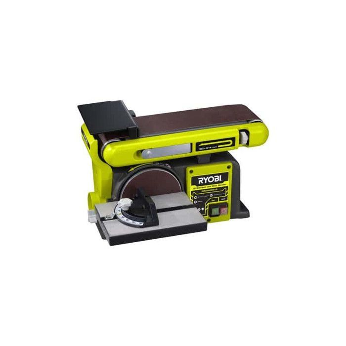 RYOBI - Lijadora de banda y disco estacionaria de 370 W - Motor de inducción + Banda de lijado, disco de lijado, soporte y guía - RBDS4601G