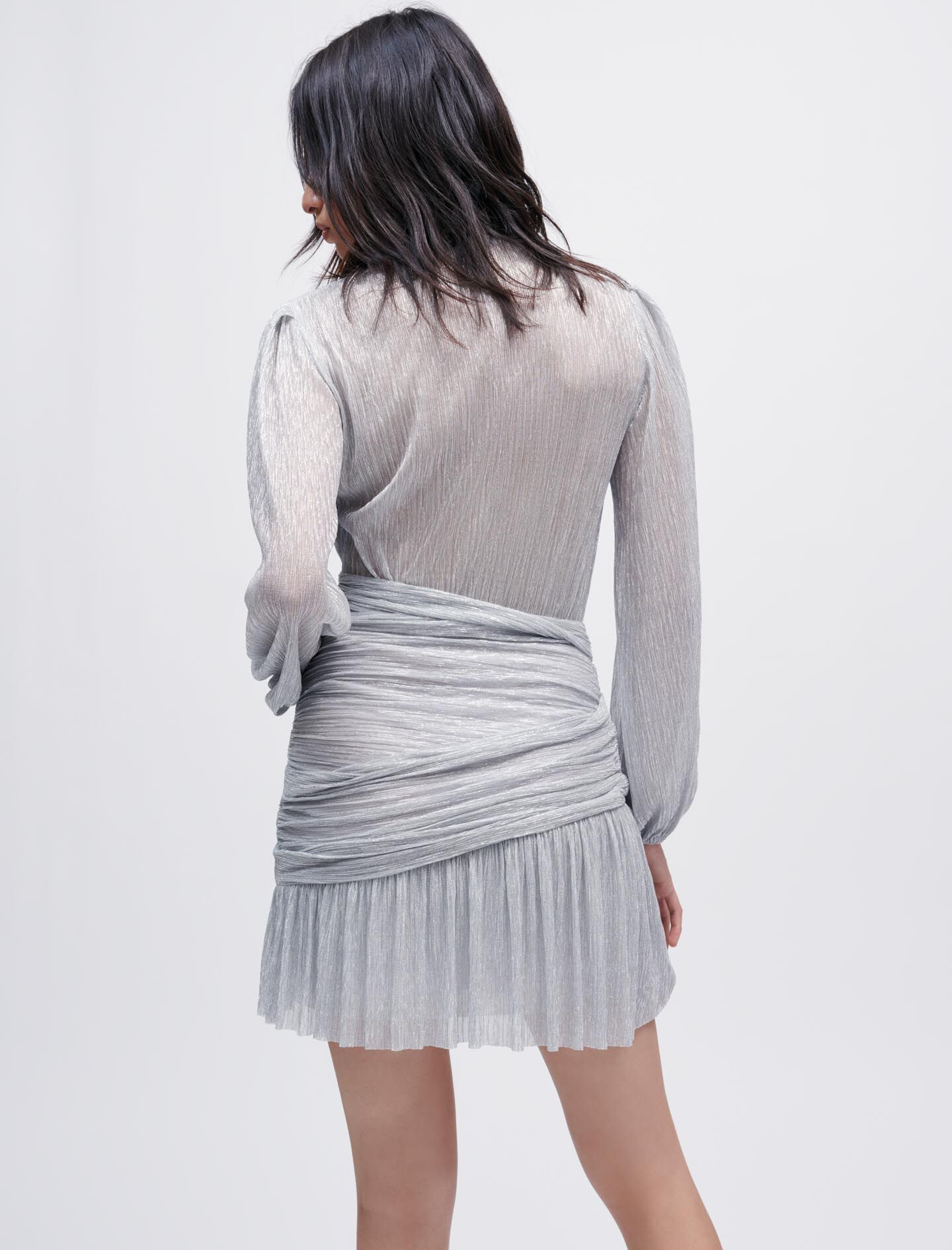 Rochie drapată din lurex - Argintiu