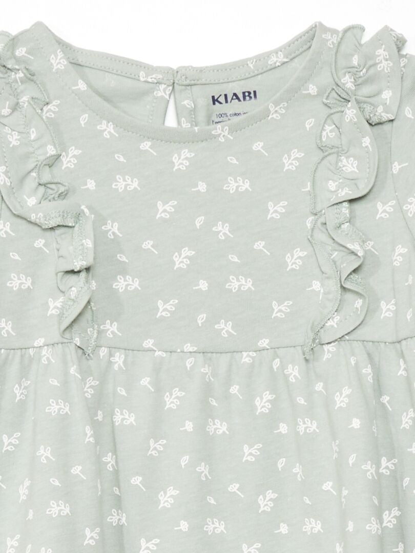 Vestido evasê com estampa floral - VERDE