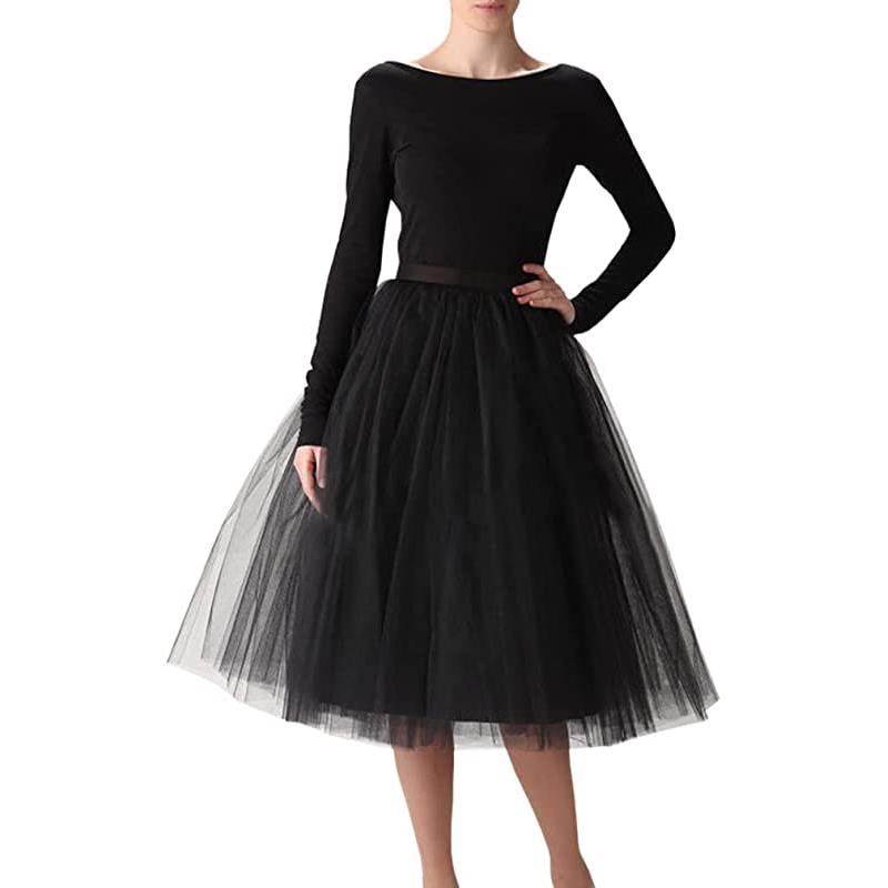 Gonna da ballo/festa corta da donna a trapezio, lunghezza al ginocchio, in tulle.
