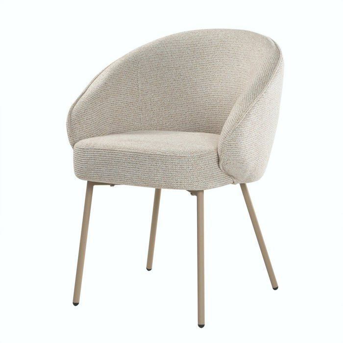 CALICOSY - Lot de 2 Chaises en tissu et pieds en métal beige H81 cm - PIA - Beige