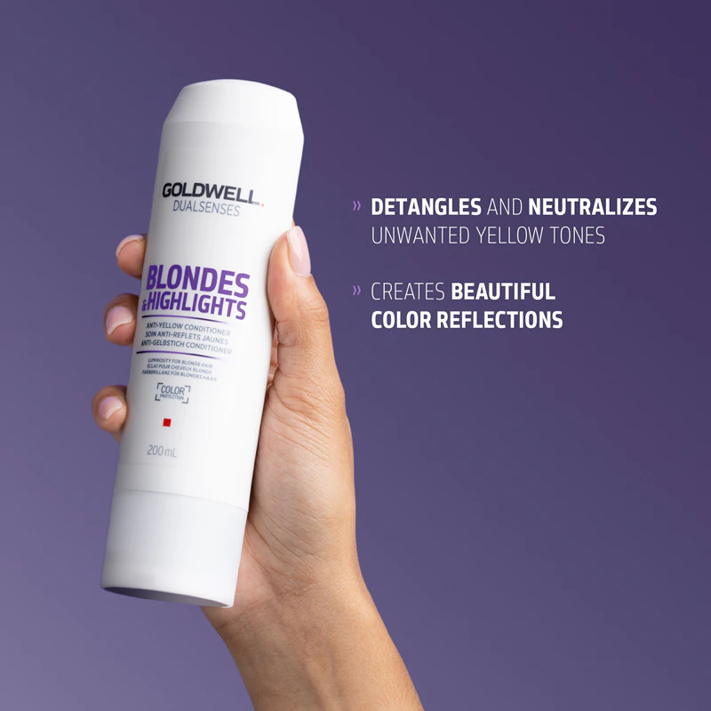 Goldwell Dualsenses Blondes & Highlights Conditioner voor blond haar, neutraliseert gele tinten.