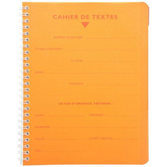 Cahier de textes - Clairefontaine - Mimesys - 170 x 220 mm - Couleur Noir