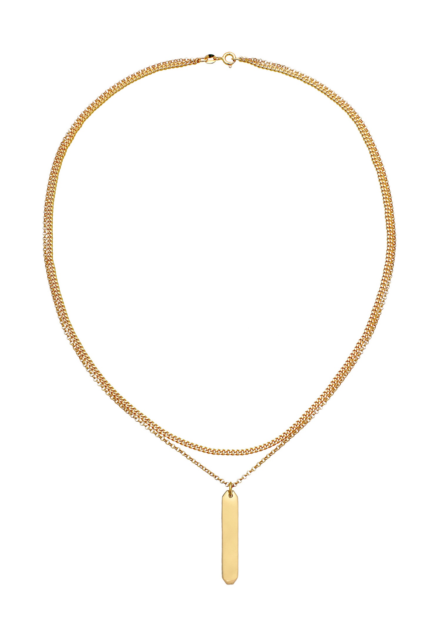 Elli Pendentif plaque de couche pour dames Geo Minimal Trend Classic en argent sterling 925 plaqué or
