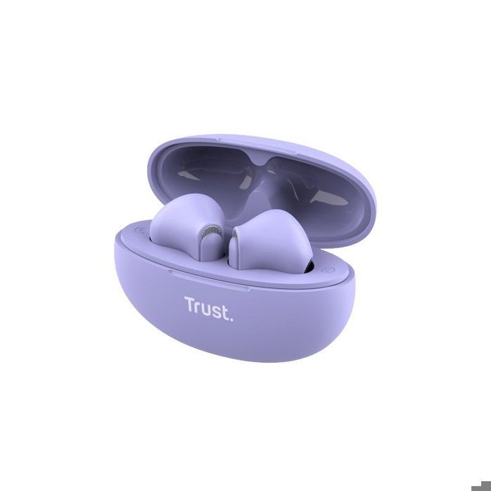 Auriculares Bluetooth Trust Yavi - Intraurales - 23 horas de duración de la batería - Cancelación de ruido ENC - Morado
