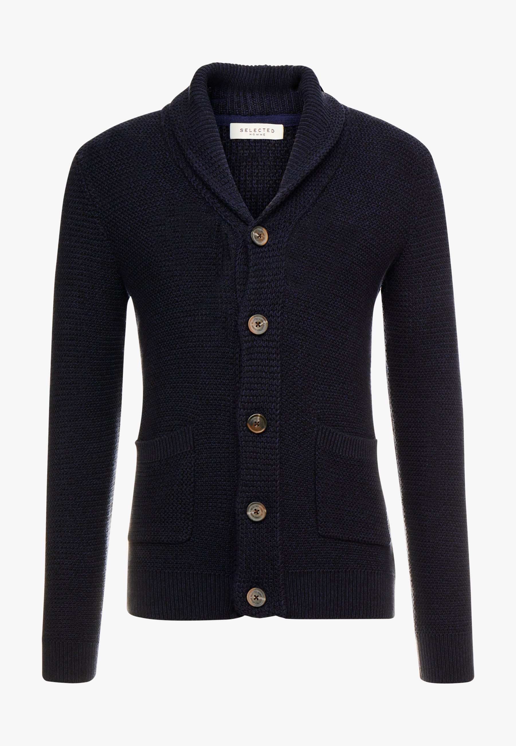 Cardigã Selected Homme SLHRICHARD com gola xale - azul-marinho/preto/azul-marinho escuro