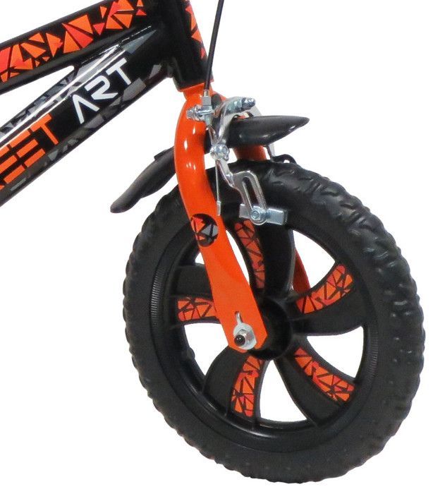 Vélo enfant 12'' garçon STREET ART pour enfant < 90 cm - équipé de 1 frein, 2 stabilisateurs amovibles et guidon BMX avec mousse !