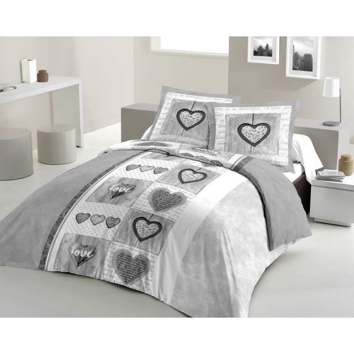 LOVELY HOME Cotton Duvet Cover Set SWEET HEART Grey 240x260cm