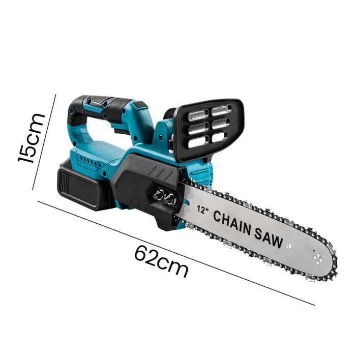 Kettensäge – 12-Zoll-Akku-Kettensäge – 1500 W – Kompatibel mit Makita-Akkus – 30 cm Schnittkapazität – 40 Minuten Laufzeit