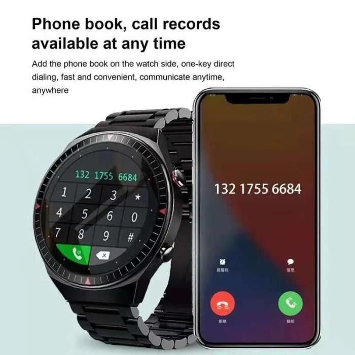 RUMOCOVO Smartwatch voor heren, muziekspeler, Bluetooth, bellen, voor Android en iOS, zilverwit
