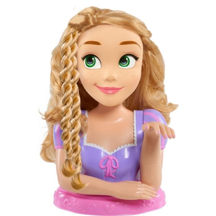 Testa per acconciature - DISNEY - Rapunzel Deluxe - 12 accessori - Flacone di smalto finto - Guida all'acconciatura