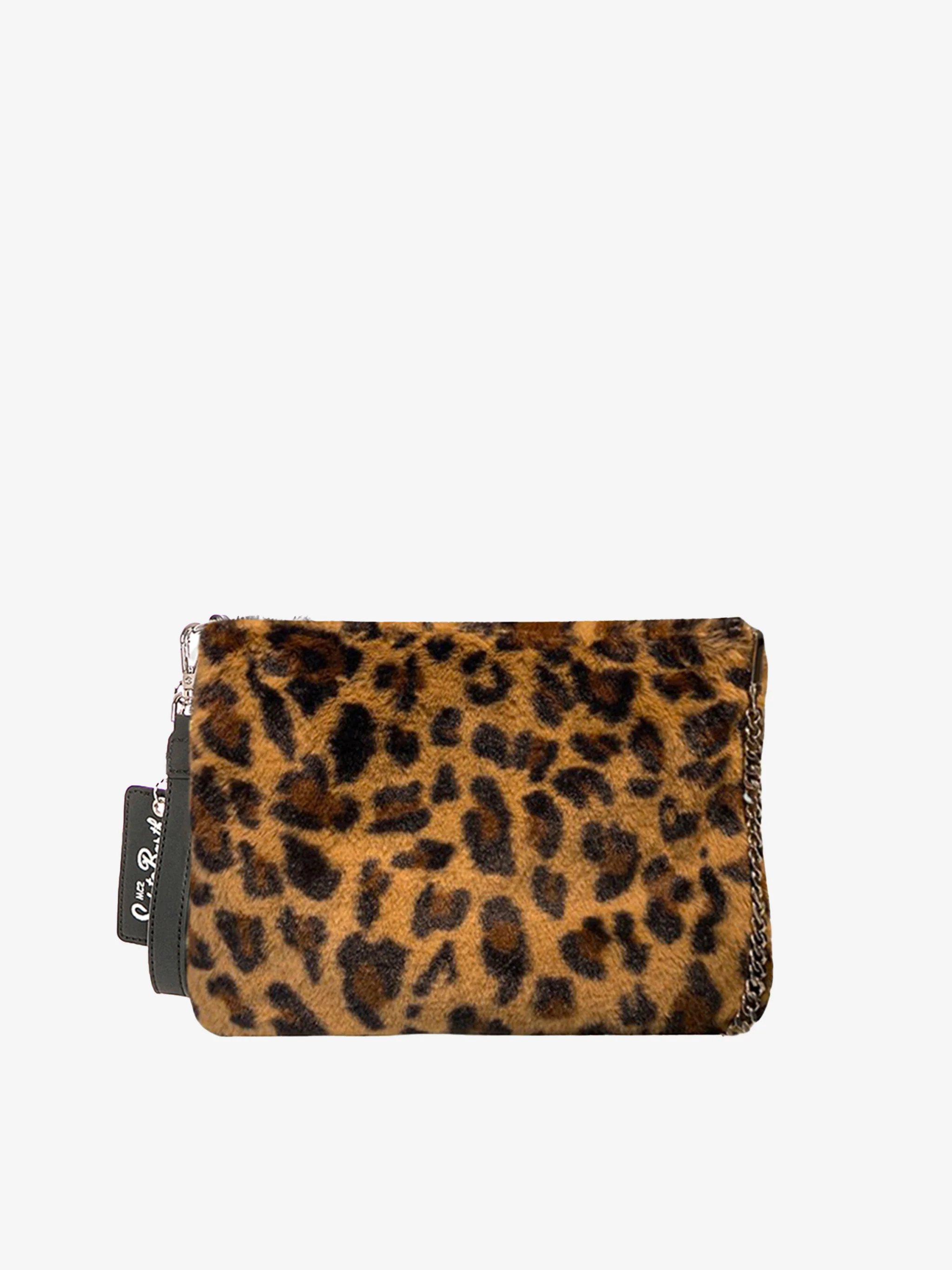 Bolsa de ombro parisiense em lã com estampa animal.