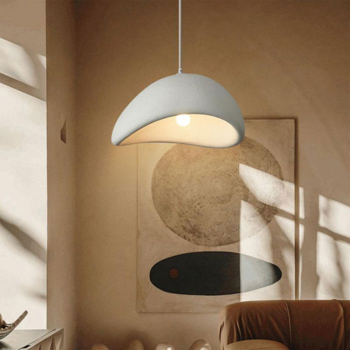 Lámpara colgante moderna y creativa WOTTES, color blanco, diseño vintage de metal, casquillo E27, 1 unidad, Ø30cm, ideal para salón y comedor.