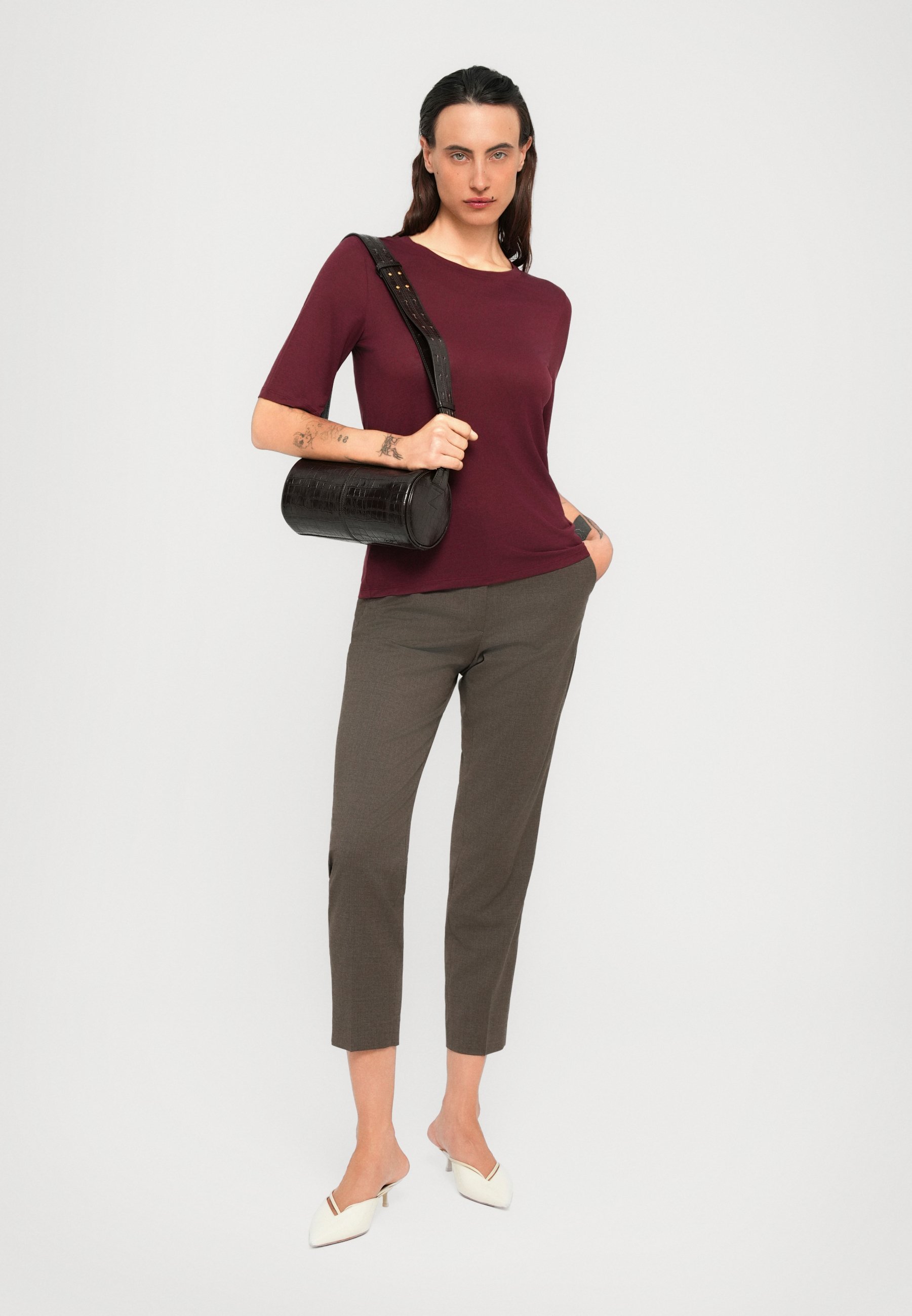 Filippa K ELENA TEE - Jednoduché tričko - burgundy