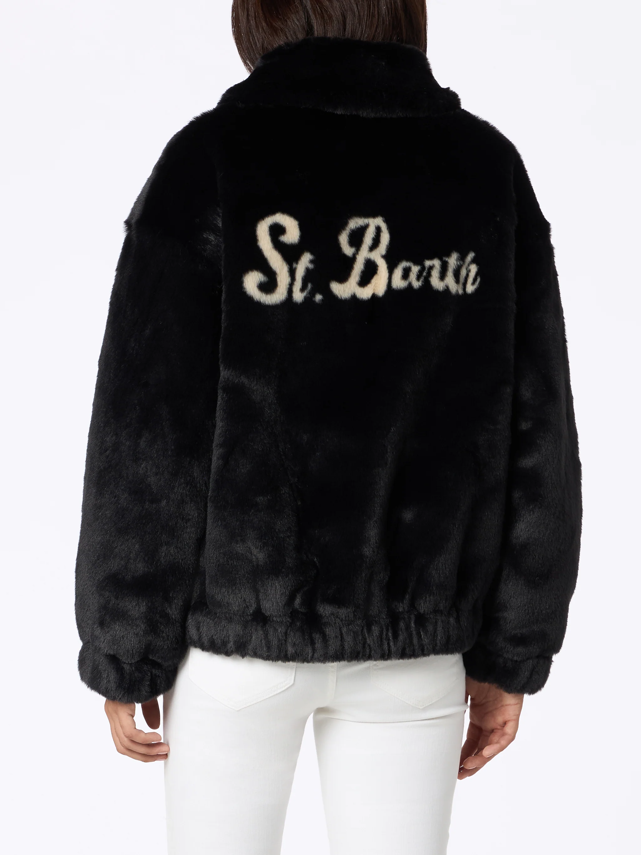 Blouson aviateur en fausse fourrure pour femme Abel, avec col et imprimé Saint Barth