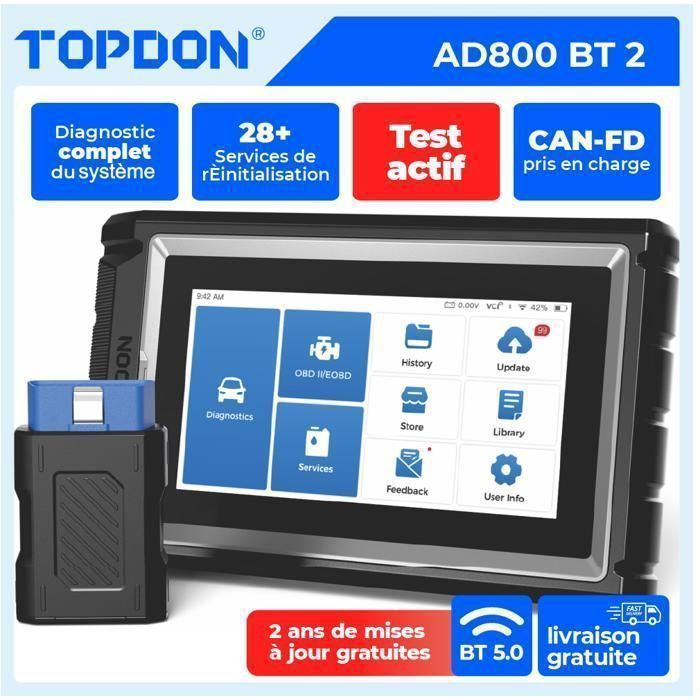 Herramienta de diagnóstico OBD2 TOPDON ArtiDiag800 BT-FR, escáner de diagnóstico automotriz con AutoScan.