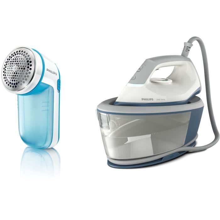 Centrale Vapeur - PHILIPS - BXA0019/00 -​ Série 2000 - 6 bars - 1.4L - Bleu/Blanc - accessoire inclus rase bouloche