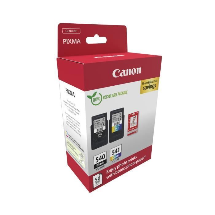 Confezione da 2 cartucce d'inchiostro + confezione di carta fotografica - CANON - PG-540 Nero + CL-541 Colore
