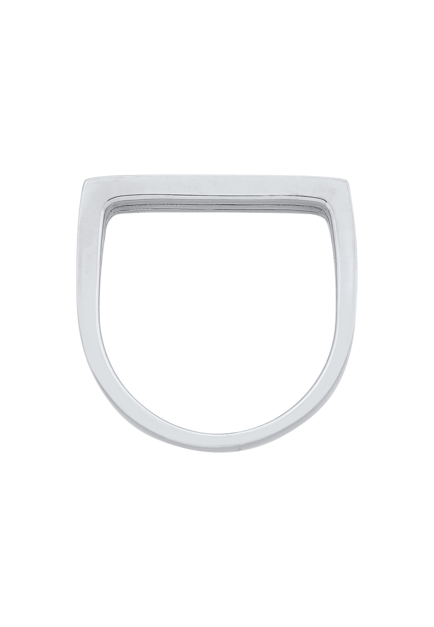 Elli PREMIUM Elli PREMIUM Bague Femmes sceau rectangle rainures en argent sterling 925 rhodié