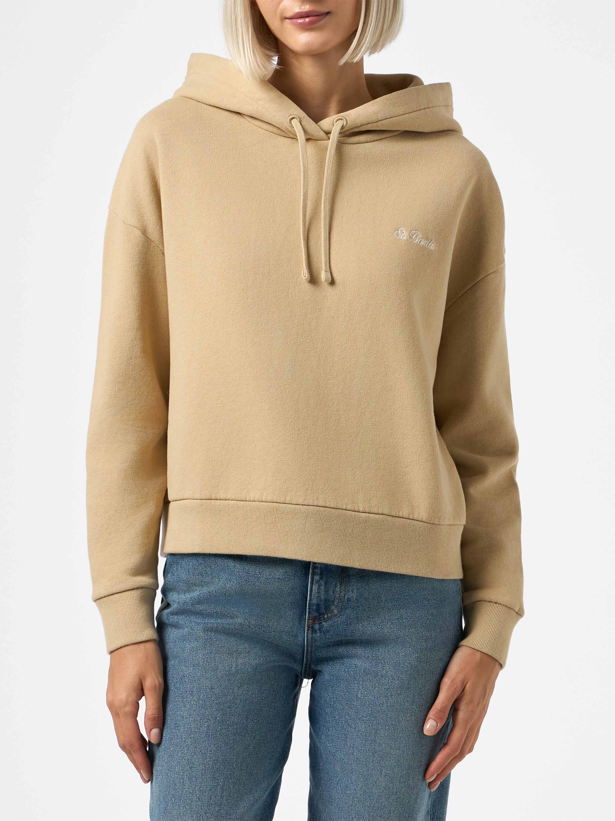 Dameshoodie Mindy van beige katoen