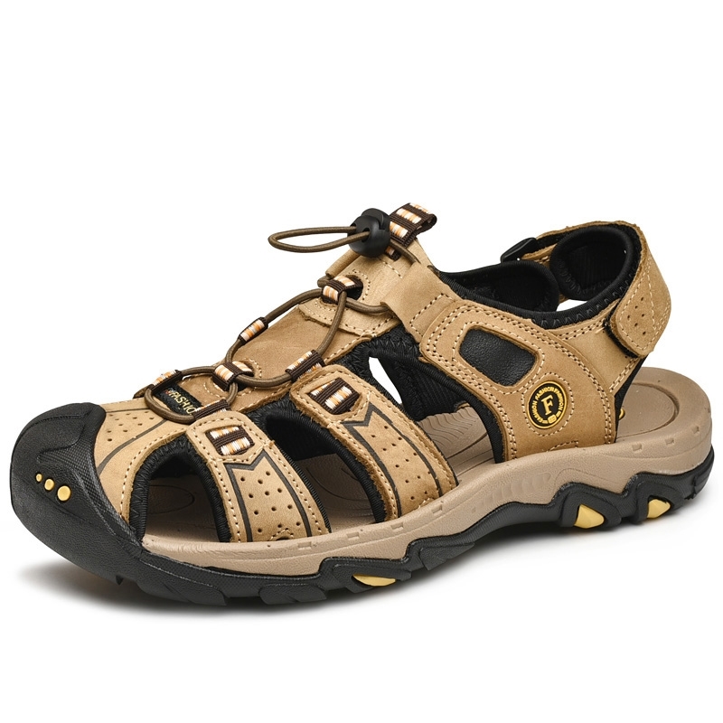 Sandalias de verano para hombre, de cuero, para la playa, hechas a mano, informales, para exteriores, para hombre, suaves, de lujo, huecas.