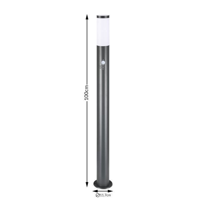 Lámpara de pie exterior de 100 cm, casquillo E27, luz de jardín con sensor de movimiento - Acero inoxidable - Antracita