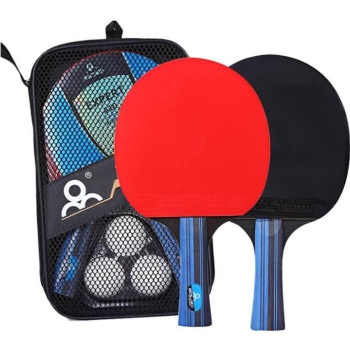 Juego profesional de raquetas de ping-pong, 2 raquetas de tenis de mesa + 3 pelotas de ping-pong + bolsa de almacenamiento