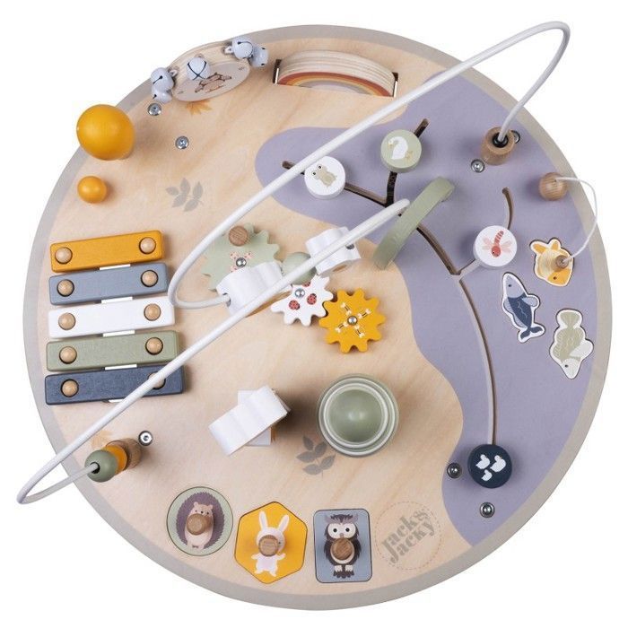 Table d’Activités Bébé en Bois - Jouet d’Éveil dès 12 Mois avec Boulier, Xylophone et Engrenages - Centre Multi-Activités Intérieur