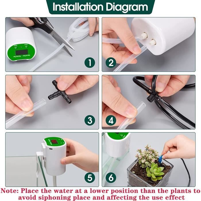 Kit de riego automático por goteo, sistema de riego automático para plantas de interior, pantalla LED.