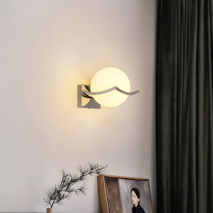 DELIPOP Appliques Murales Industrielles E27 Lampe Murale Intérieur avec abat-jour boule en verre blanc laiteux pour Salon Chambre