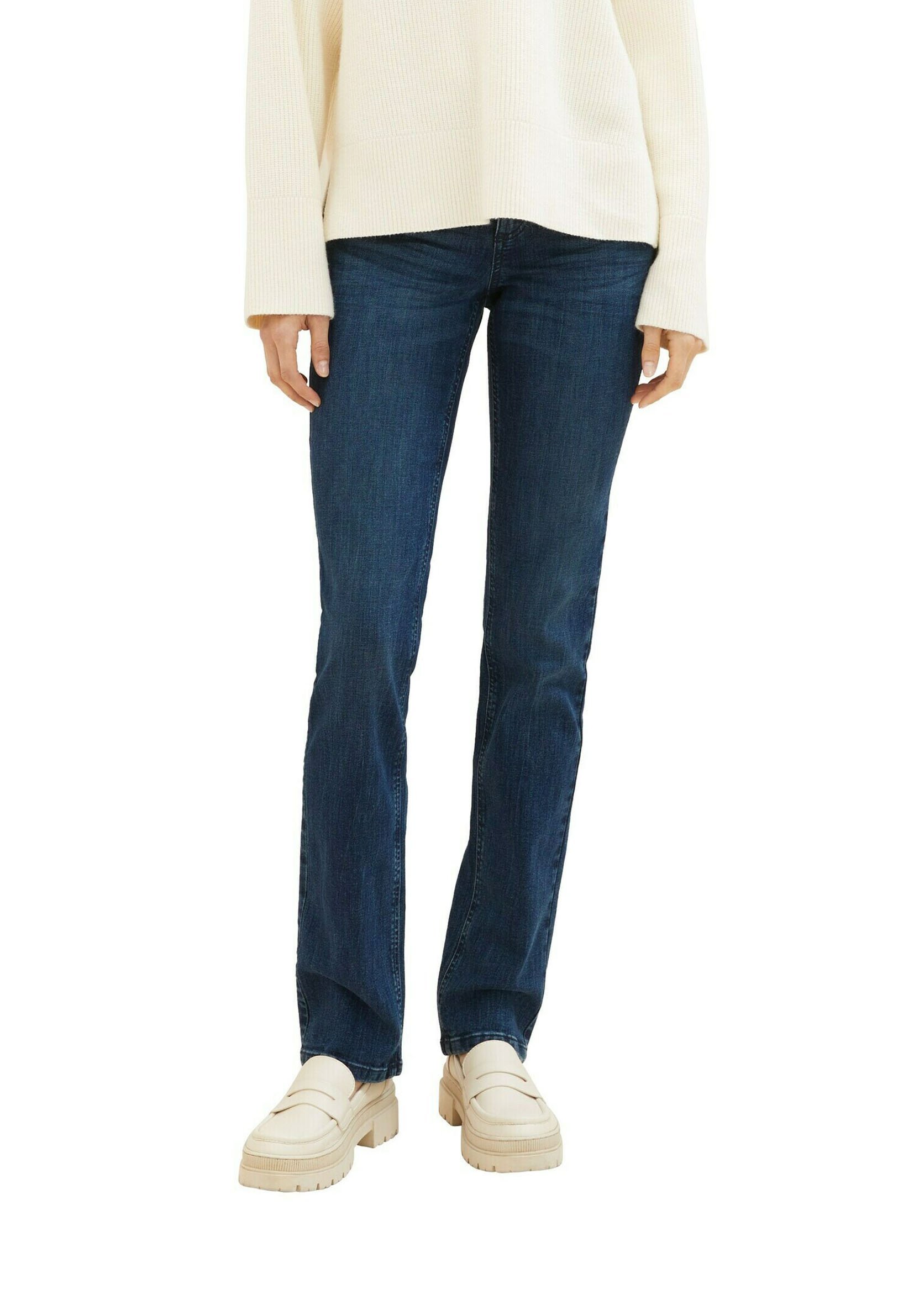 TOM TAILOR TTALEXA Straight - Rechte jeans - donkere stonewashed denim