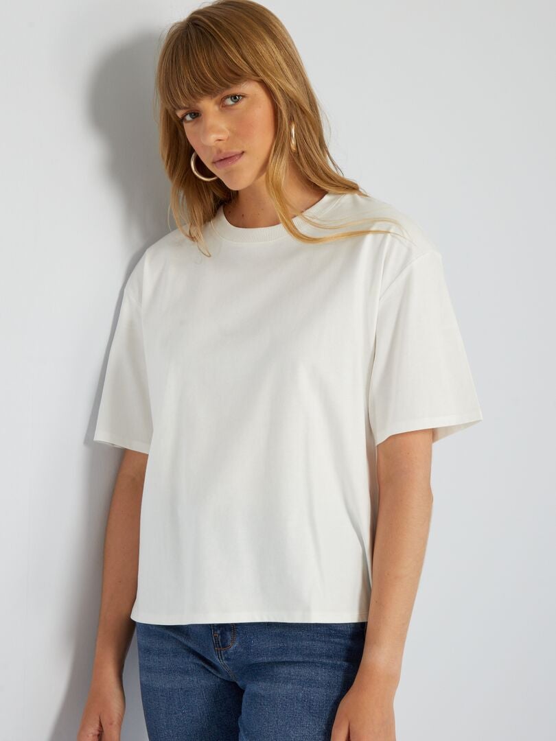 Jersey gebreid T-shirt - Wit