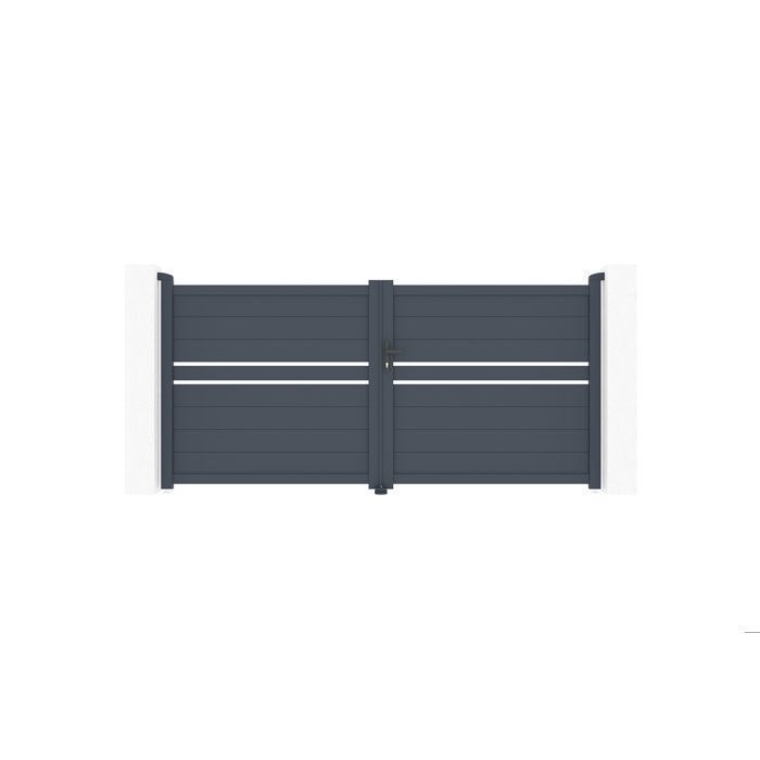 Puerta batiente - Casanoov - CIMONE - 3 m de alto (145 cm) - Gris antracita - Aluminio