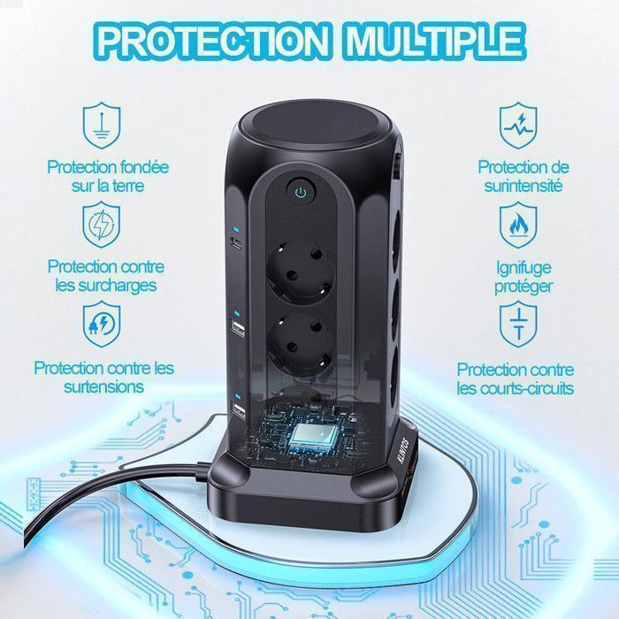 BYONDSELF Power Strip - 4000W - 12 Outlets - 4 USB Ports - 2 Type-C Ports