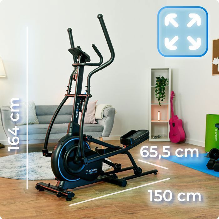 THUNDER® FIZZ Ellittica Trainer | Magnetica | 110 kg | Bluetooth | 10 livelli di resistenza | Sensori | Con custodia per il trasporto