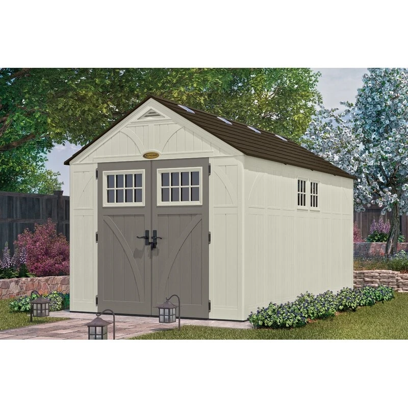 Casinha de armazenamento de plástico Tremont, 2,44 m de largura x 3,96 m de profundidade.