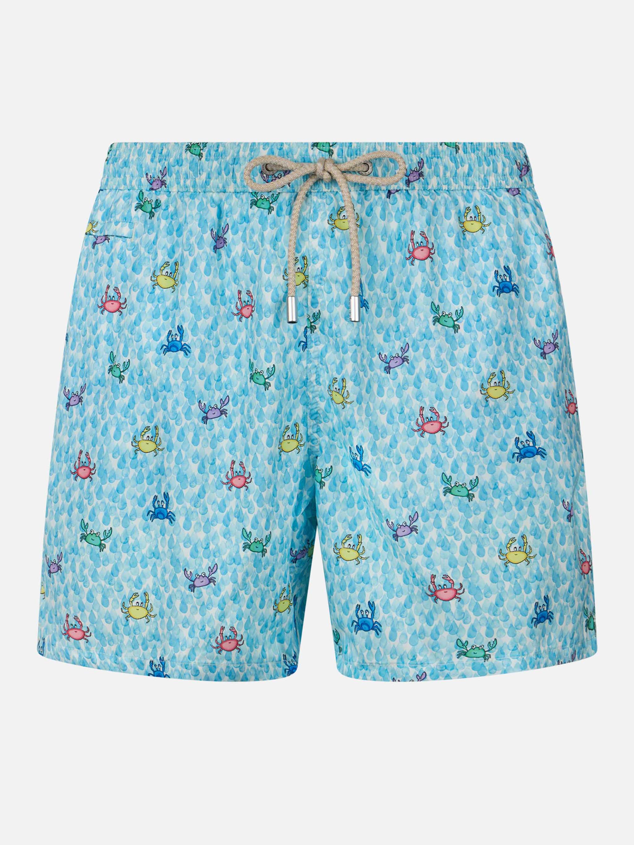 Comfort Light Swim Shorts | Multicolor Crabs Print | Relaxed Fit, Quick-Drying Fabric | MC2 Saint Barth