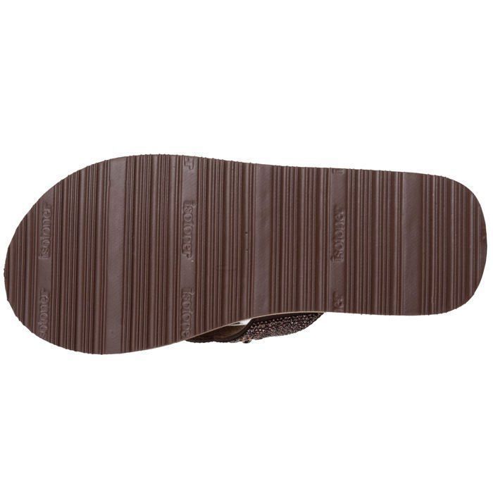 Isotoner Tongs semelle synthétique, entre doigt confortable, légère pour un confort de marche, Yoga marron/beige femme