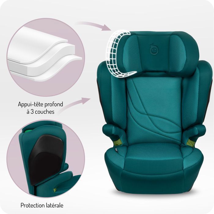 MoMi MEI - Siège auto I-SIZE 100-150 cm - Groupe 2/3 - ISOFIX - Dossier réglable 9 positions - Jusqu’à 36 kg - Vert