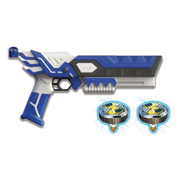Spinner Mad - Double Shot Blaster + 2 LED Spinning Tops - Silverlit Brand - Model 86311