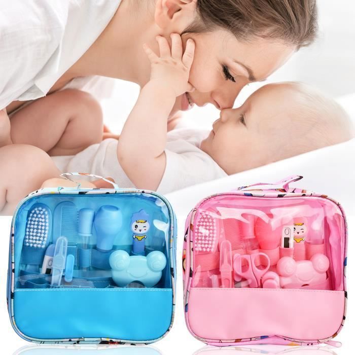 Kit de cuidado para bebés, neceser con 13 accesorios, color rosa.