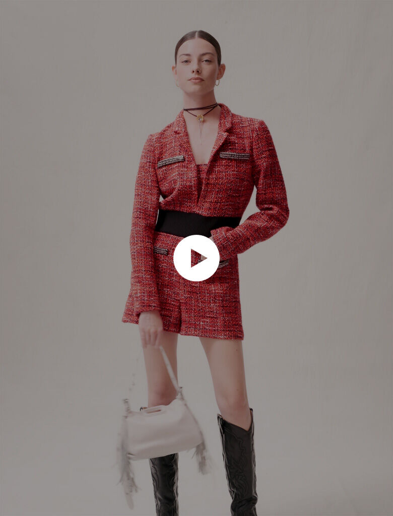 Salopetă din tweed - Roșu