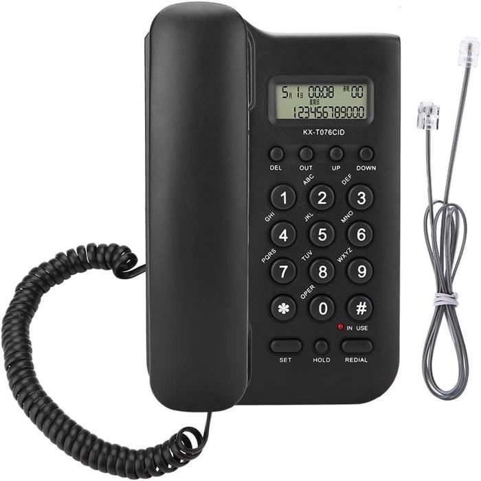 Teléfono fijo de pared FEBEST con identificador de llamadas - 19,5 x 12,8 x 4,5 cm - Negro