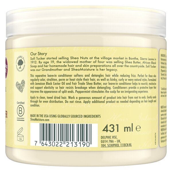 SheaMoisture jamajški balzam za krepitev in obnovo z ricinusovim oljem brez izpiranja<br>431ml