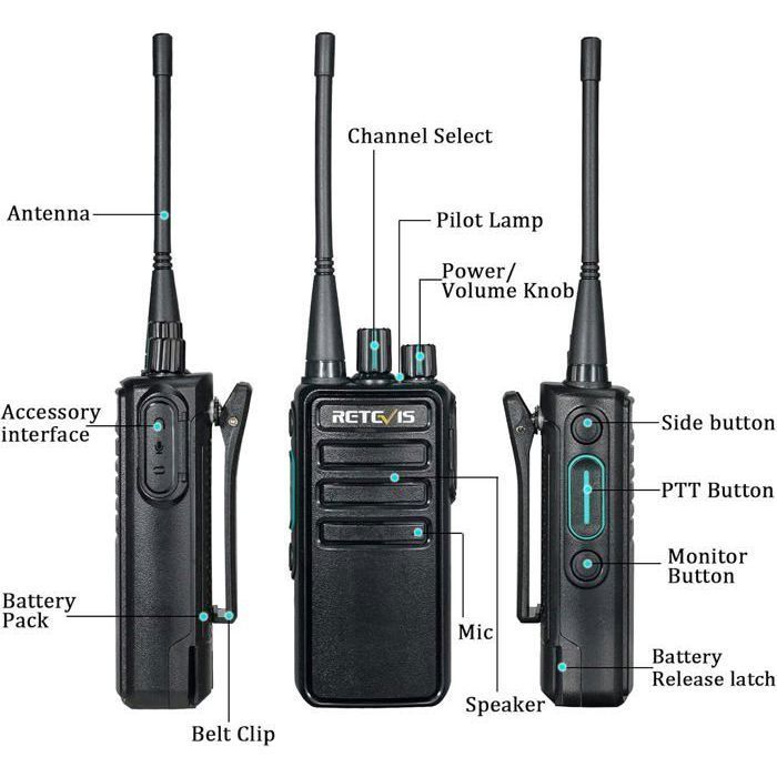 Retevis RB629 Talkie Walkie, PMR446 Professionnel Talkie-Walkie Robuste avec Fonction de Clonage sans Fil, Alarme d'urgence, VOX