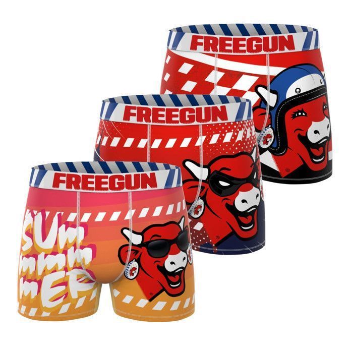 Freegun Men's Boxer Shorts LA VACHE QUI RIT, Men's Underwear - Red (Pack of 3)