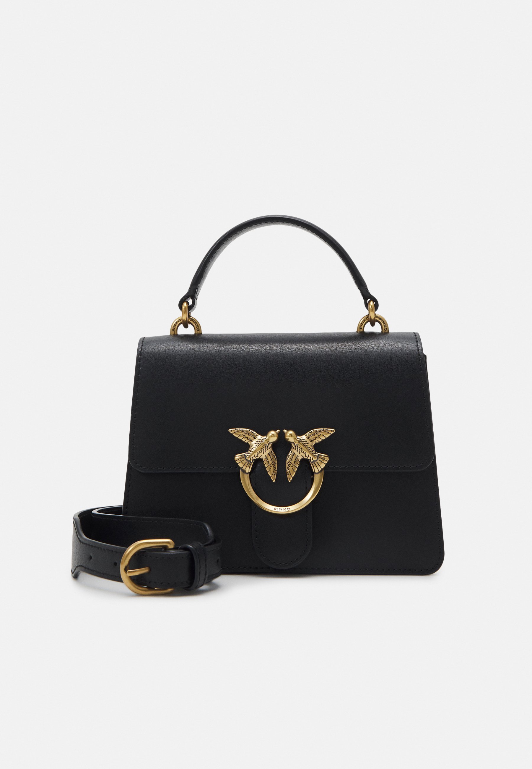 Pinko LOVE ONE TOP HANDLE MINI - Handtas - zwart/antiek goudkleurig