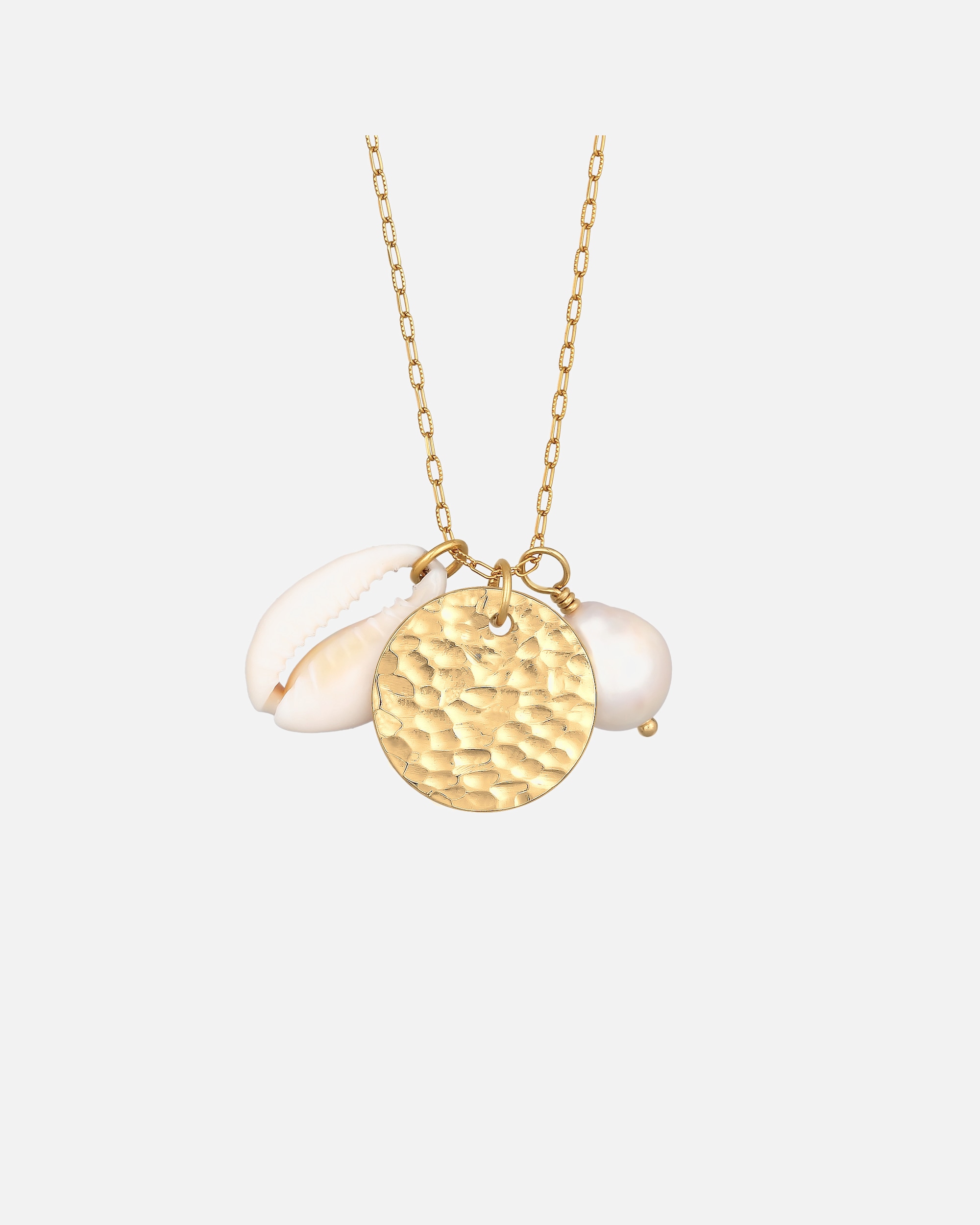 Elli PREMIUM Femmess Pendentif plaque structurée avec Perle de Culture d'Eau Douce et coquillage cauri en argent sterling 925