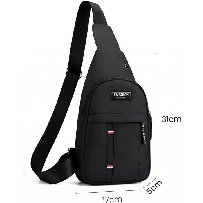 Bolso bandolera - Bolso de hombro - Ajustable - Para hombre - Tejido Oxford - Negro - Funcional - 31 x 17 cm