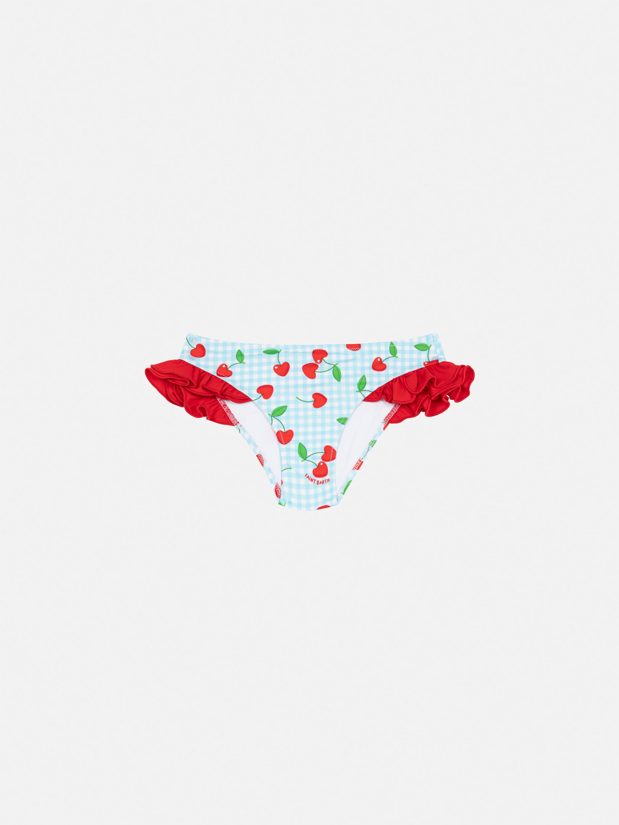 Slip de merrie Kelly met volant en stampa ciliegie en quadretto vichy